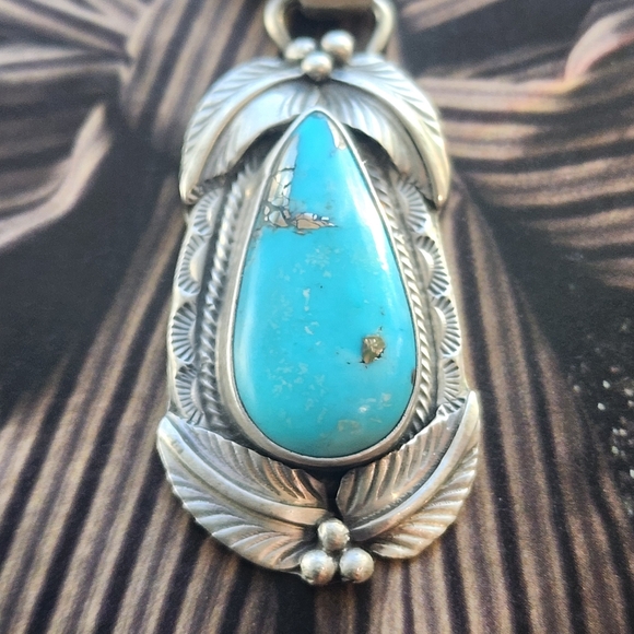 NATIVE  MADE Sterling Silver and Turquoise Pendant - Picture 1 of 14